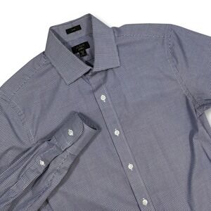 J Crew Ludlow Slim Fit Gingham Dress Shirt Men 14.5 32 Navy White